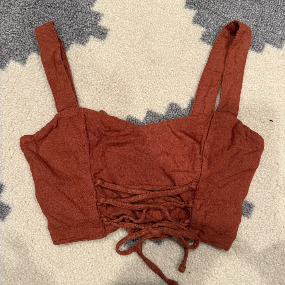 Abercrombie & Fitch Rust Adjustable Crop Tank Top